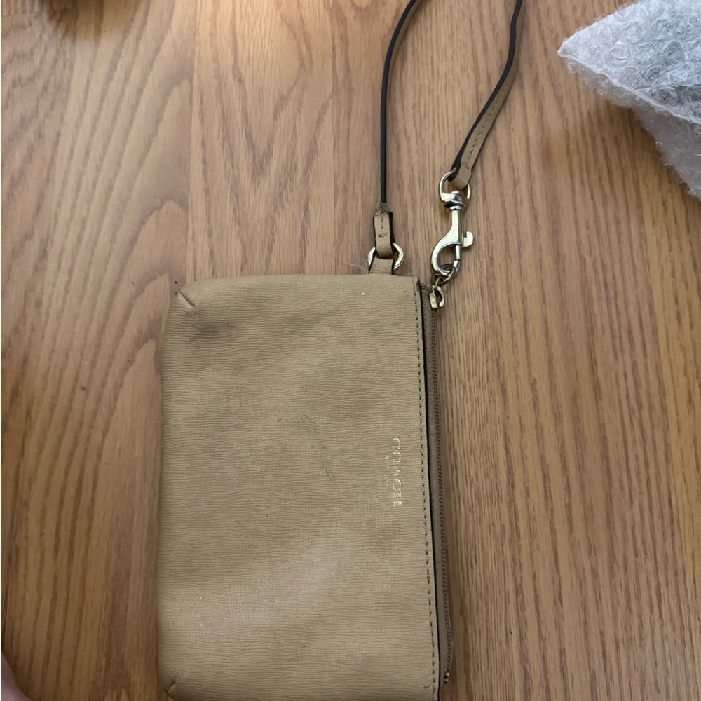 Coach Beige Leather Wristlet